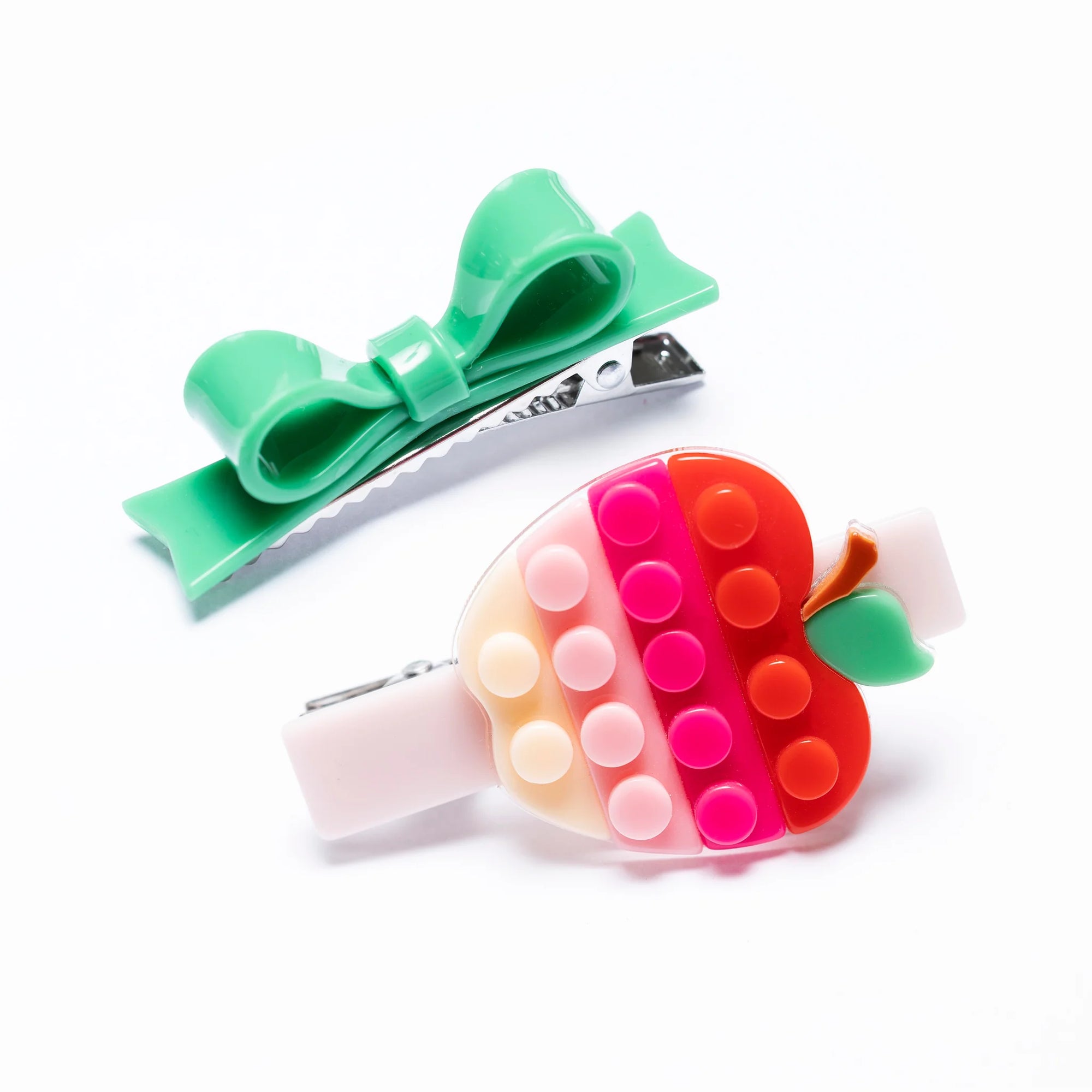 Playful Apple Pink Shades & Bowtie Green Hair Clips