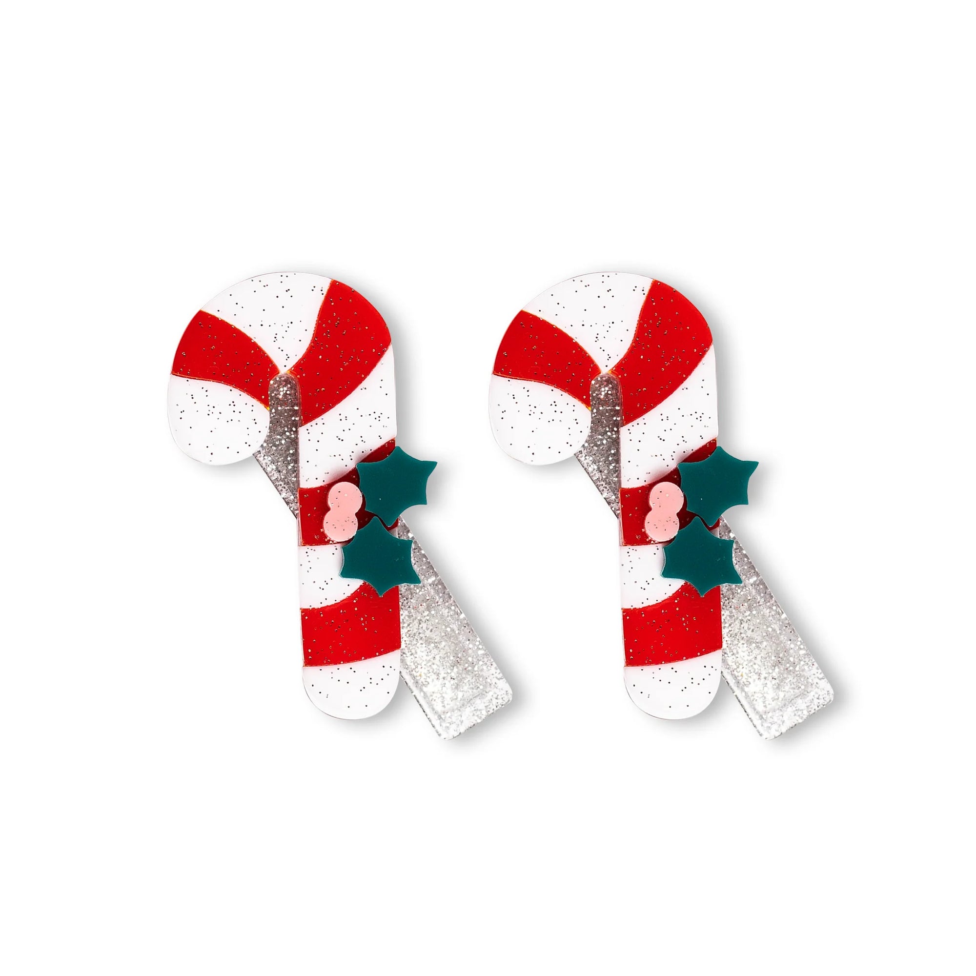 Candy Cane Red White Alligator Clips
