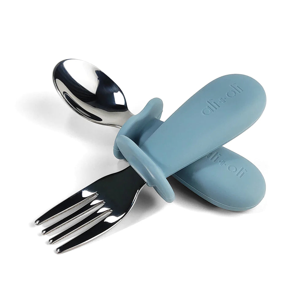 Spoon & Fork Learning Set for Toddlers (Powder Blue) 6m+
