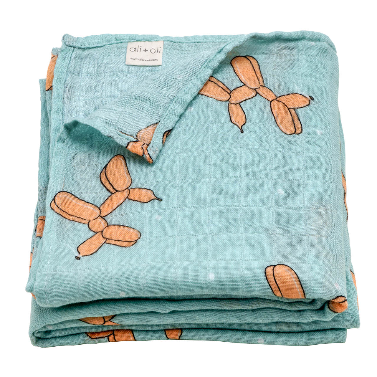 Balloon Dog Muslin Swaddle Blanket