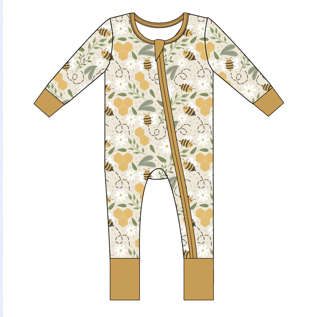 Happy Honey Bees Bamboo Convertible Baby Pajamas