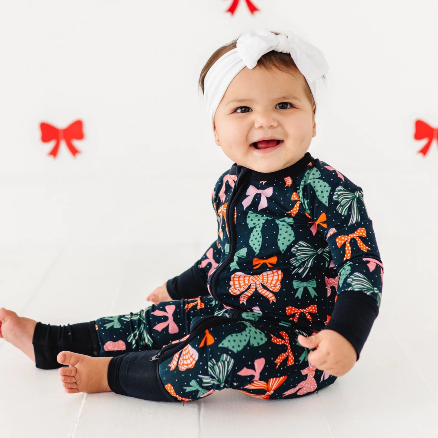 Merry Little Bows Convertible Footie Pajama