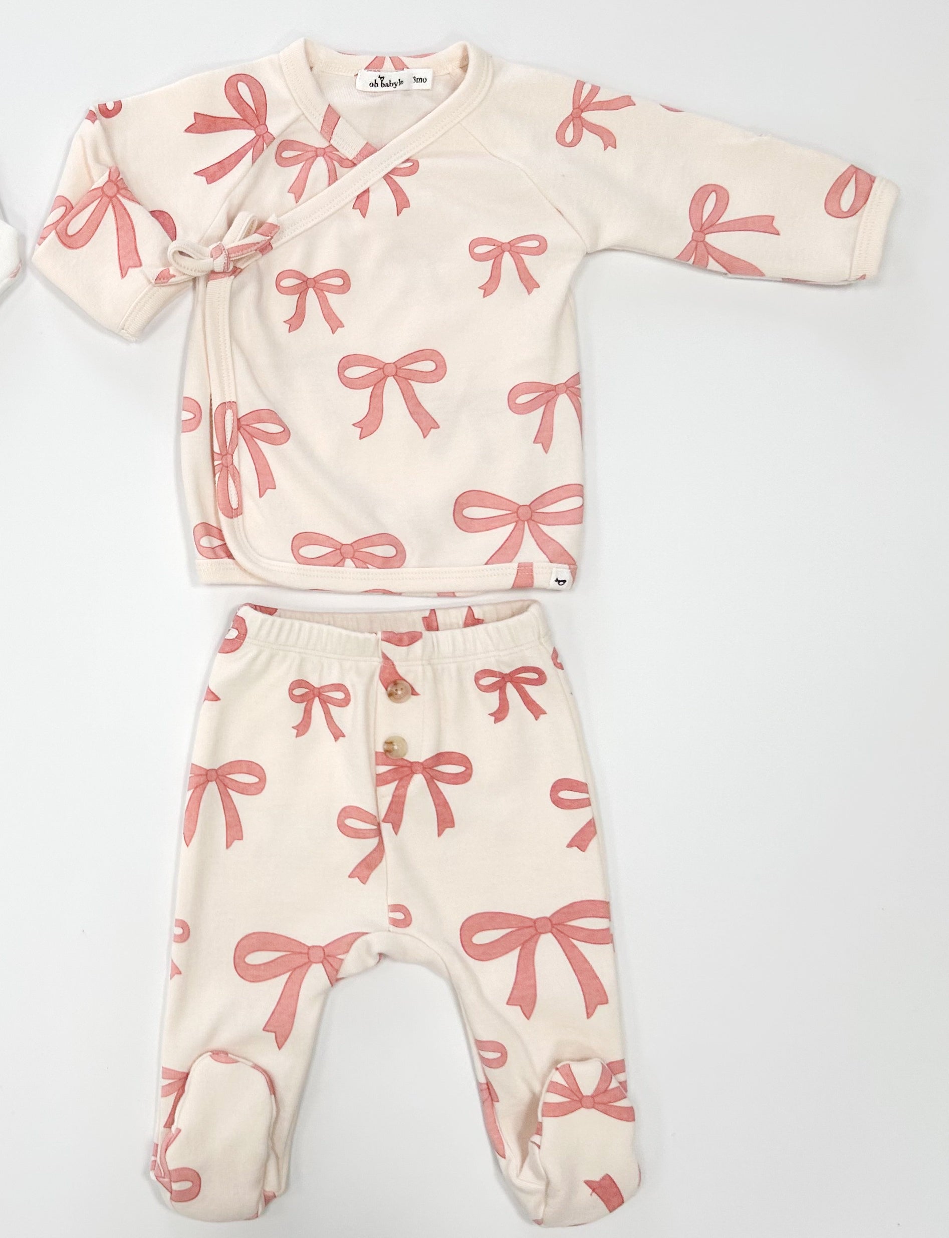 Pink Bows Kimono Baby Set