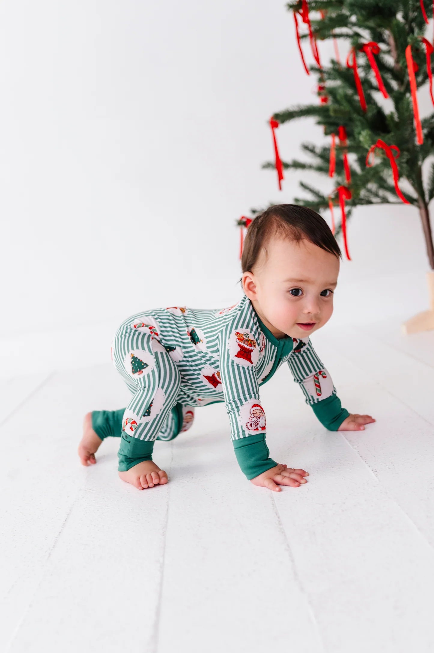 Christmas Classic Stripe Convertible Footie Pajama