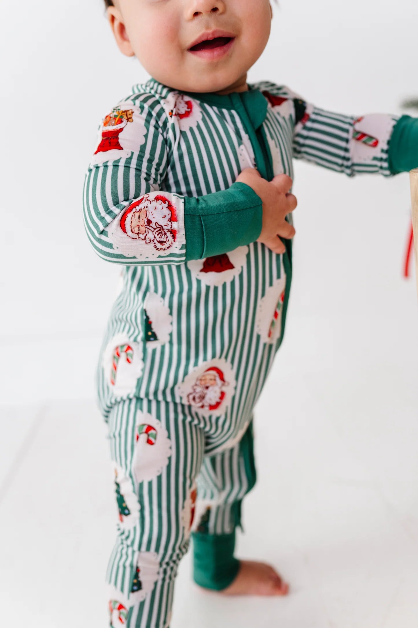 Christmas Classic Stripe Convertible Footie Pajama