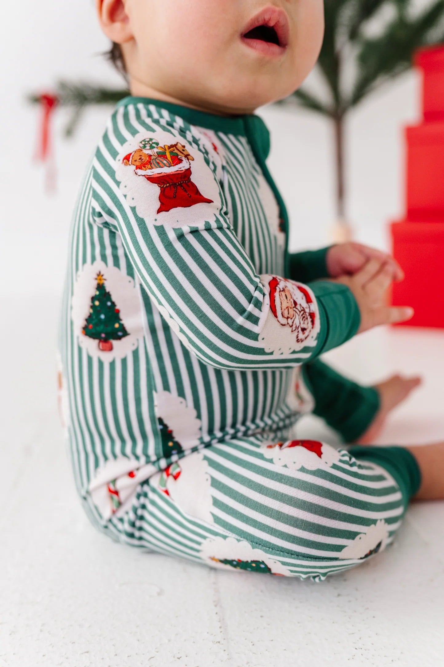 Christmas Classic Stripe Convertible Footie Pajama