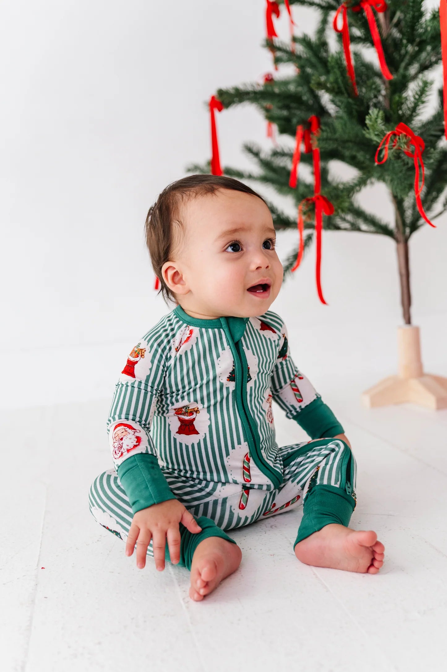Christmas Classic Stripe Convertible Footie Pajama