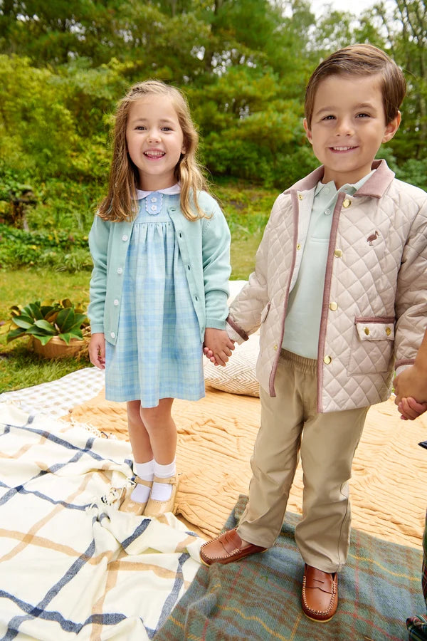 Caldwell Quilted Coat in Keeneland Khaki and Brown Corduroy
