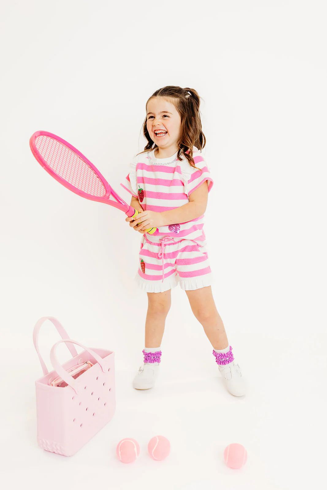 Pink Stripe Strawberry Terry Set