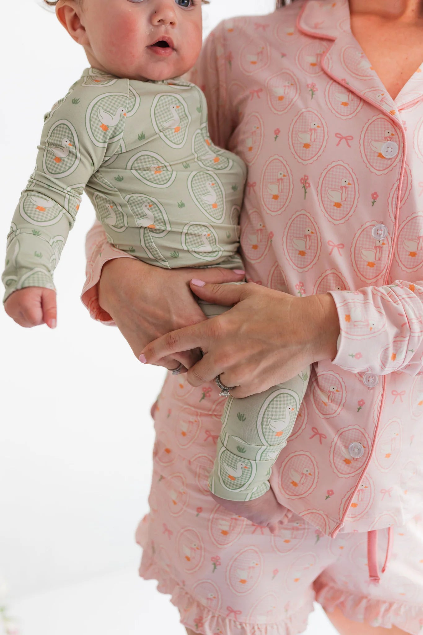 Green Little Goose Zipper Romper