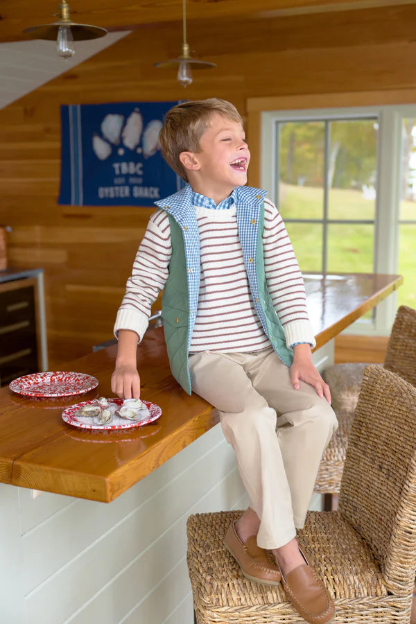 Isaac's Sweater in Palmetto Pearl & Gray Bay Brown Stripe