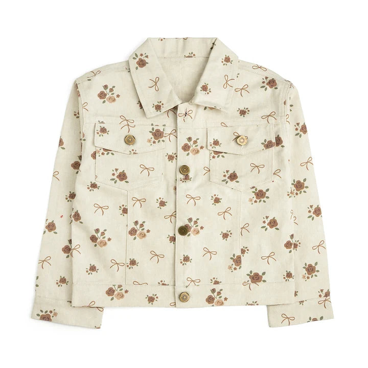 Mocha Floral Denim Jacket