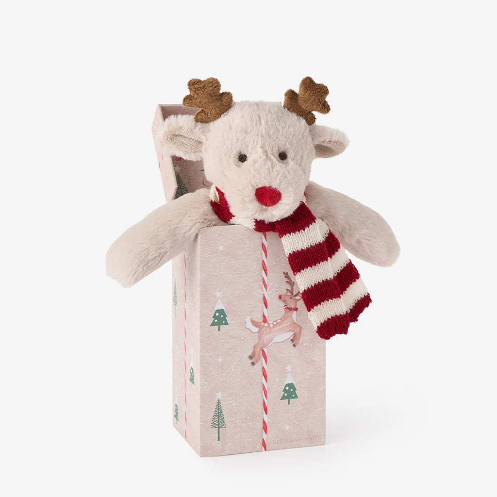 Tinsel Reindeer Snuggler Plush Security Blanket w/ Gift Box