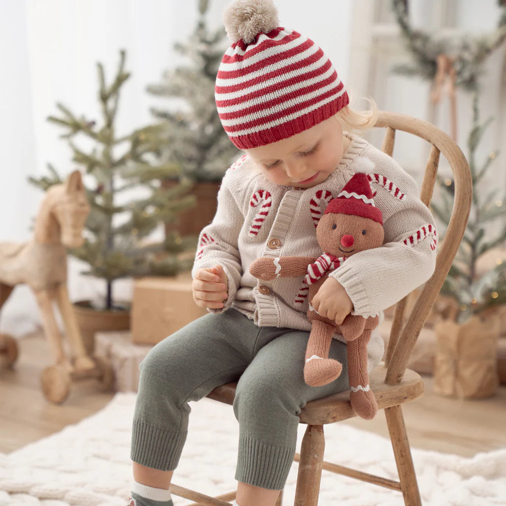 Chenille Candycane Holiday Cardigan Set