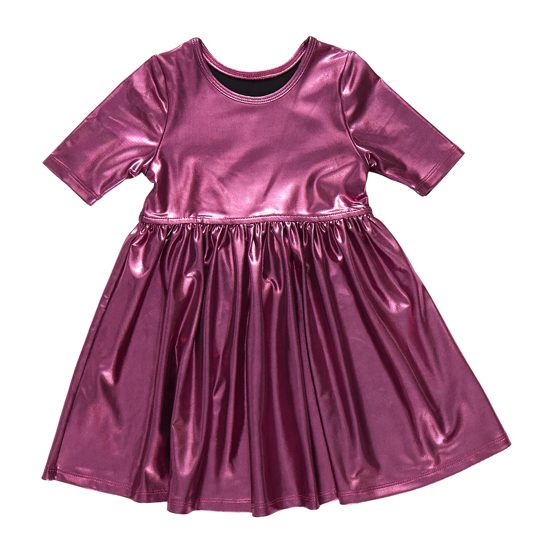 Steph Dress in Pink Lame
