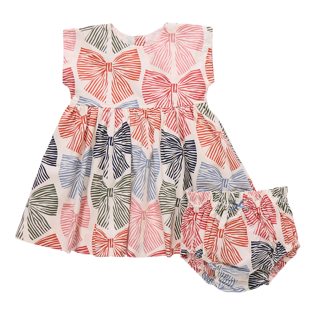 Baby Girls Adaline Dress in Striped Bows