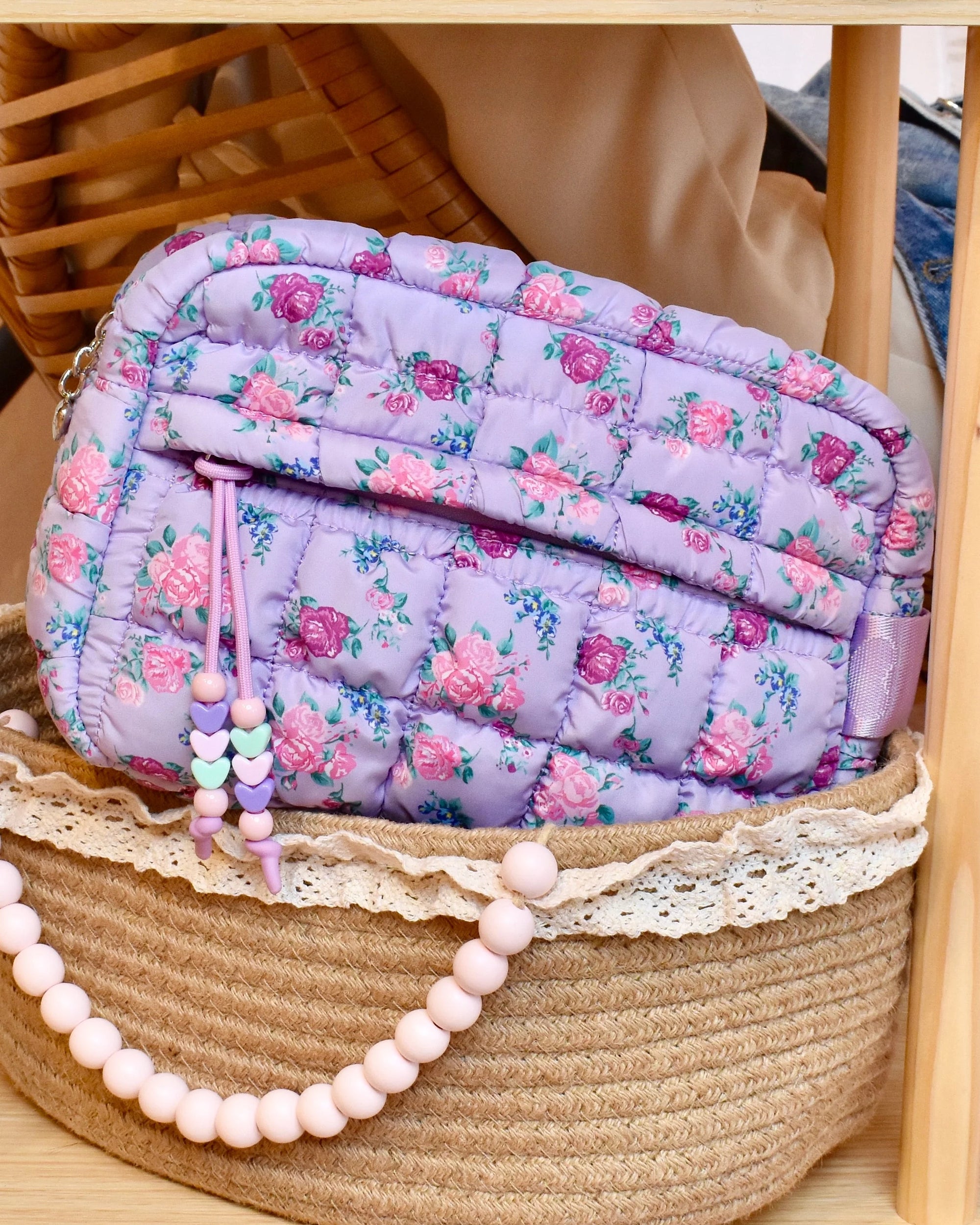 Quilted Scrunchies Floral Printed Pouch