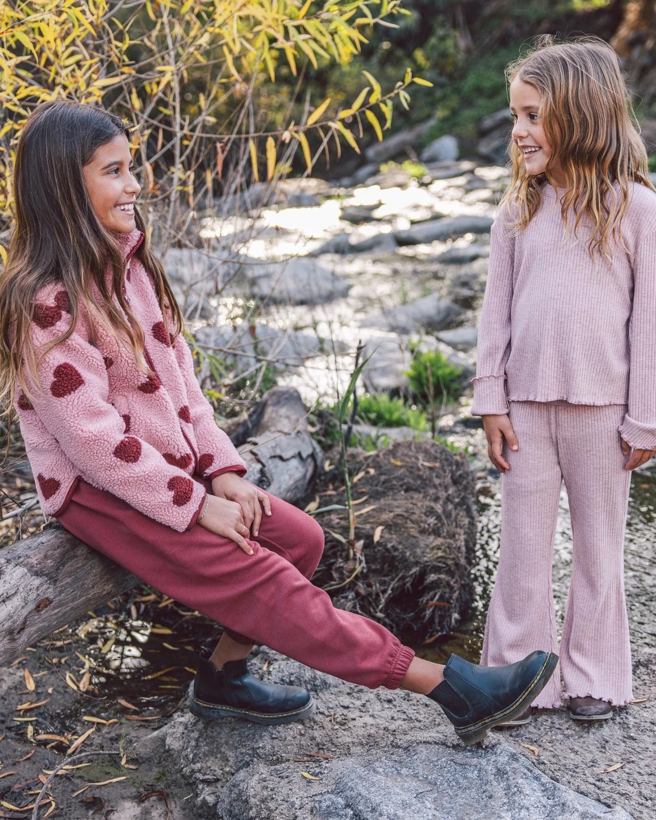 Meadow Bell Bottom Pant | Rose Quartz Brushed Rib