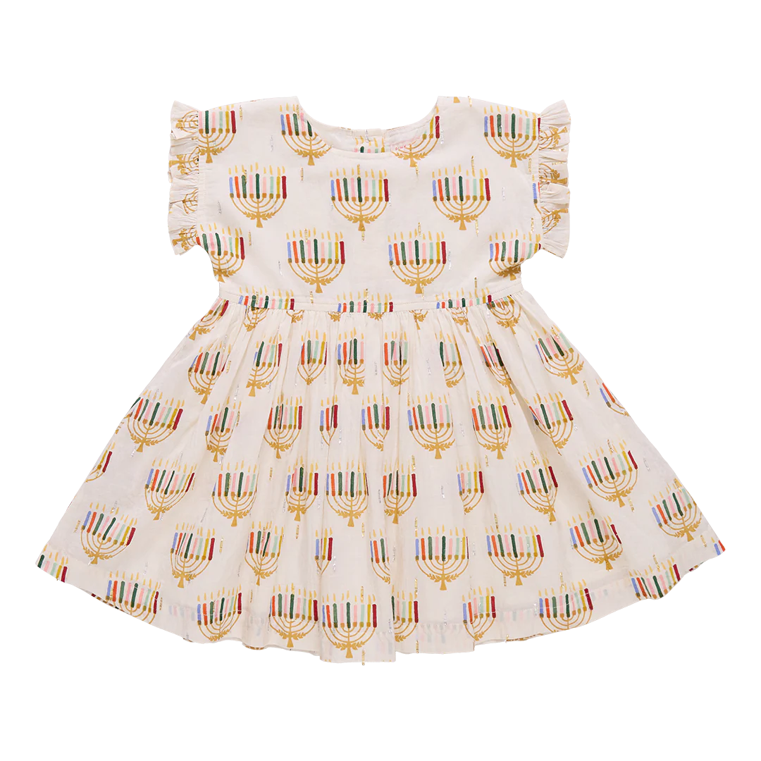 Colorful Menorahs Girls Adaline Dress