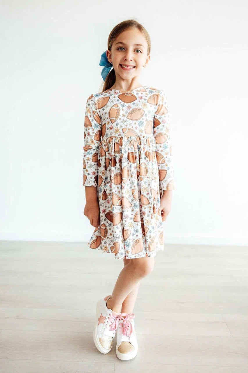 Football Friday 3/4 Sleeve Pocket Twirl Dress