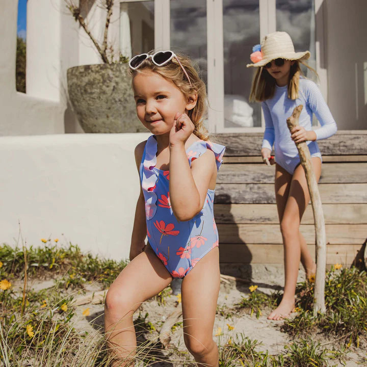 Beach Bloom Ruffle Shoulder Swimsuit