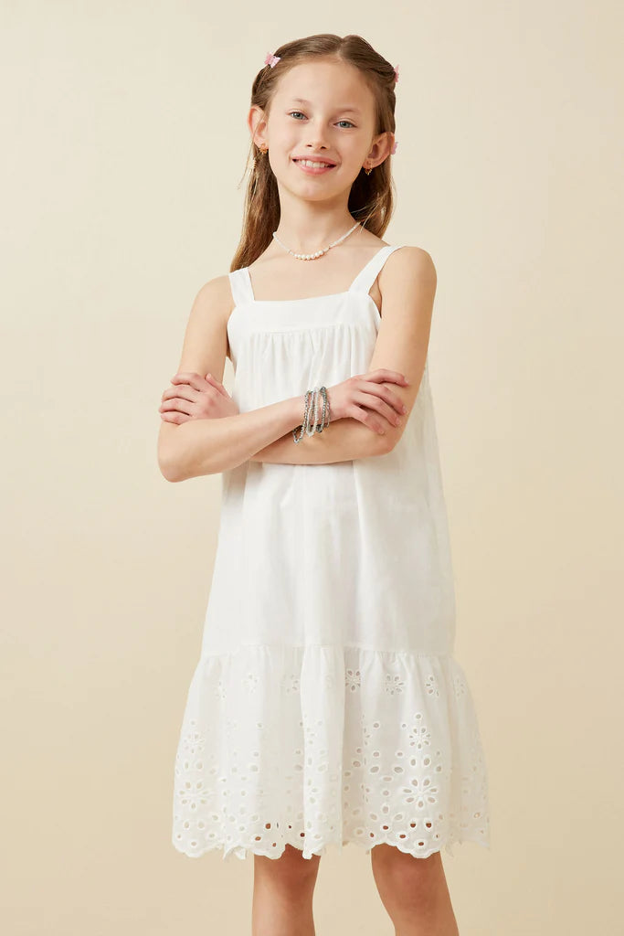 Scalloped Eyelet Hem Tank Dress