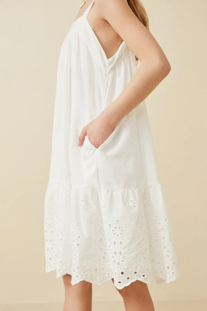 Scalloped Eyelet Hem Tank Dress