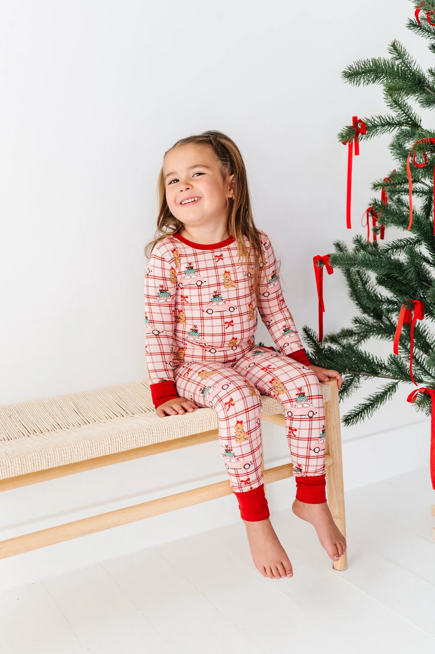 Holly Jolly Doggies Pink Two-Piece Pajama Set