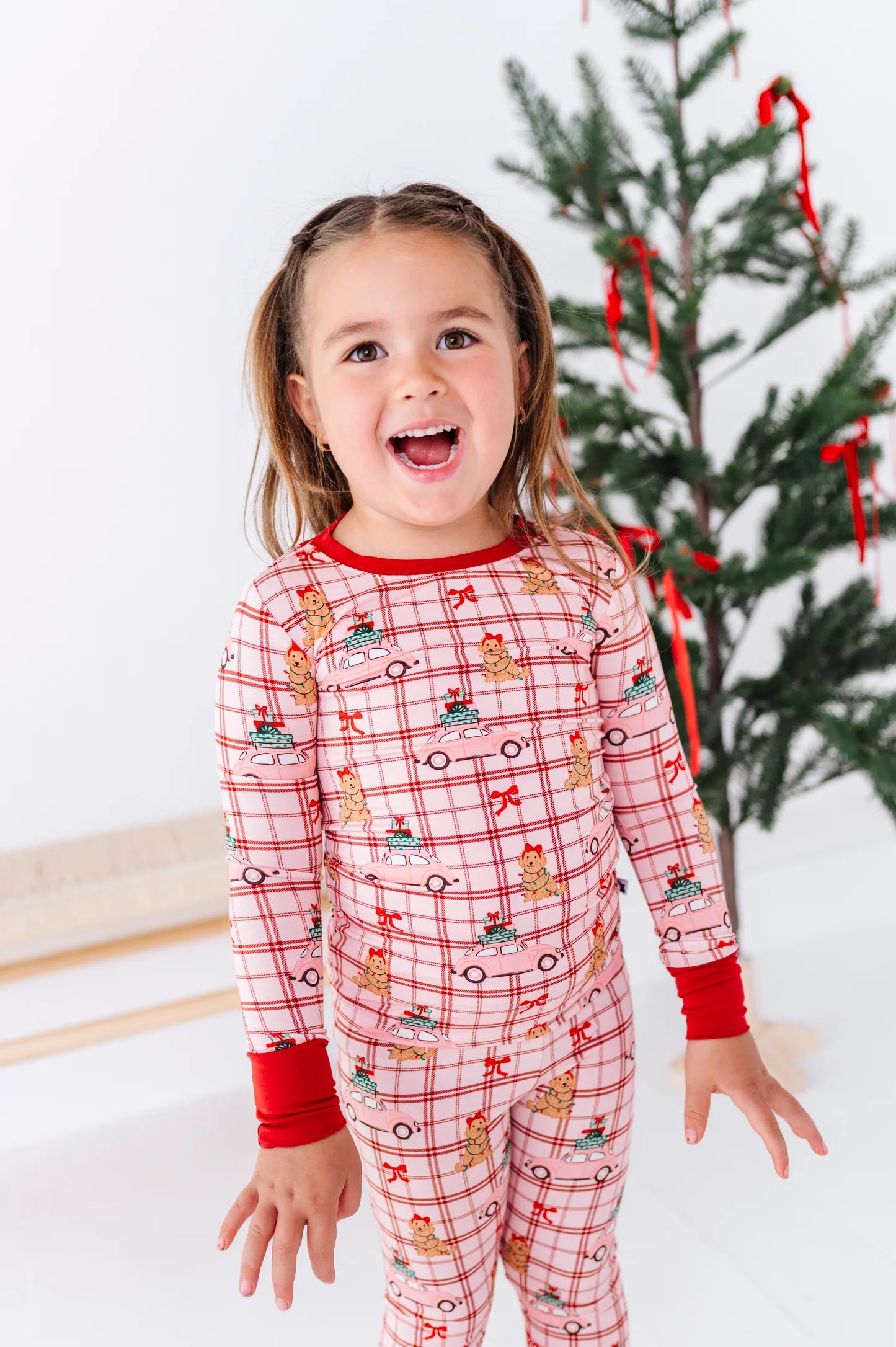 Holly Jolly Doggies Pink Two-Piece Pajama Set