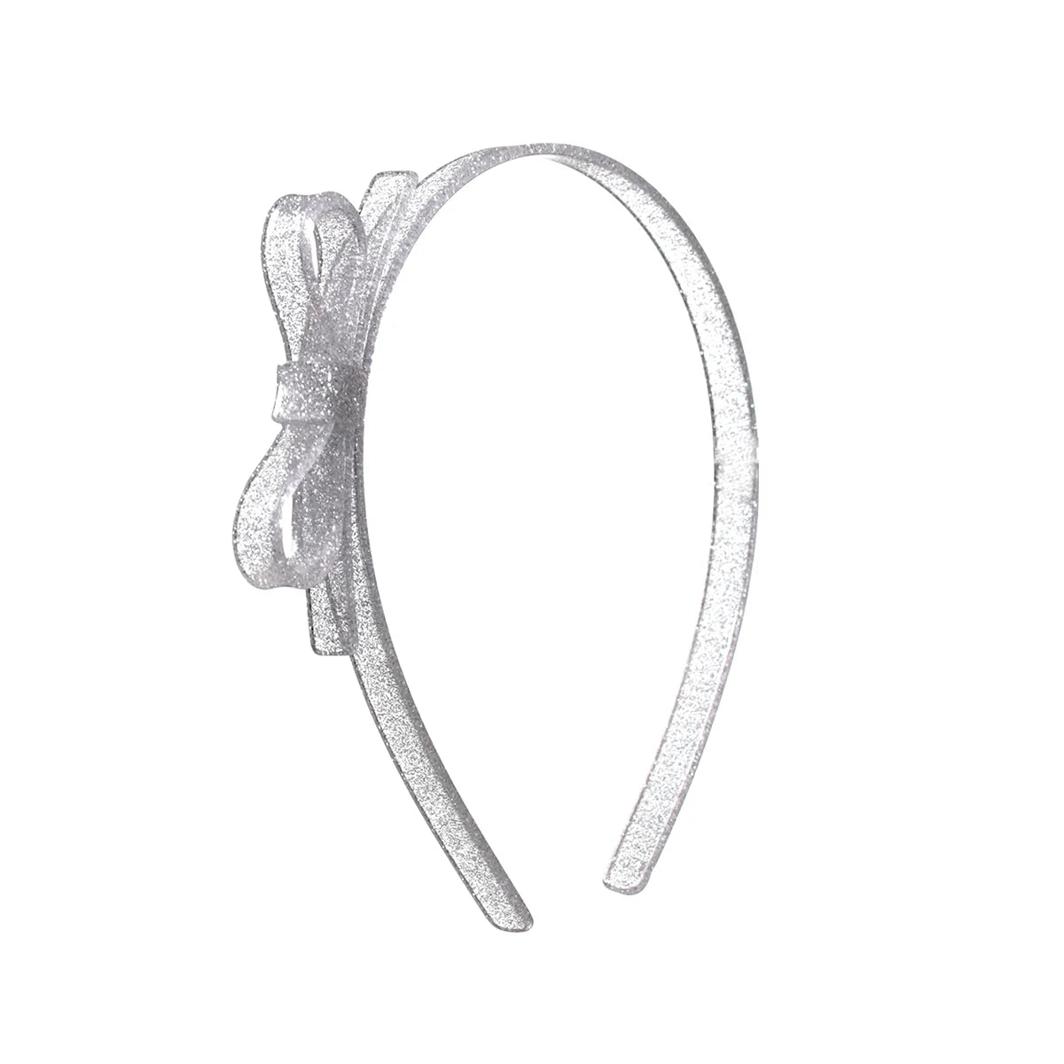 Thin Bow Glitter Silver Headband