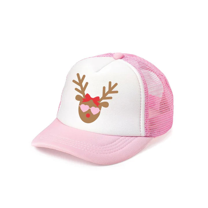 Girly Reindeer Christmas Trucker Hat