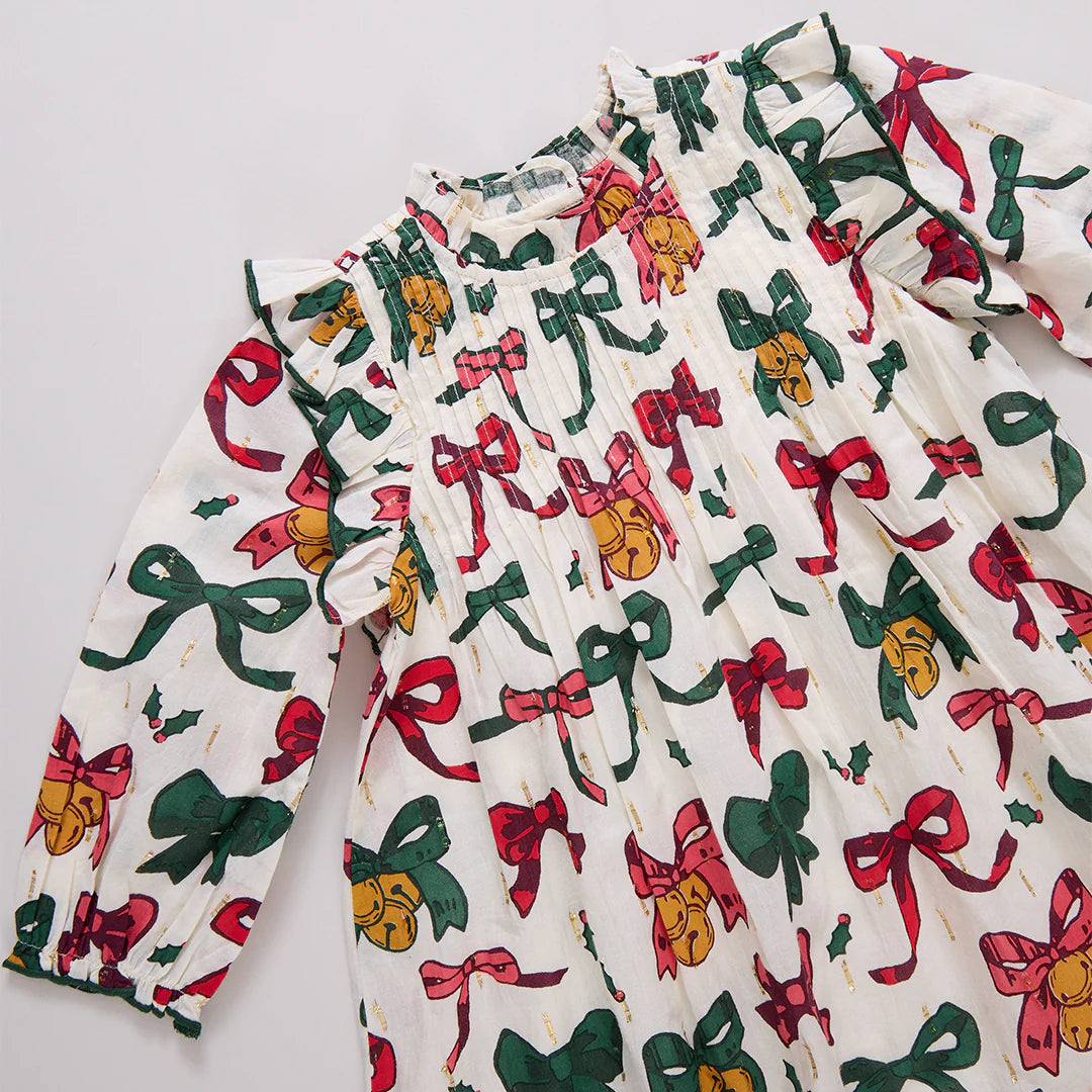Christmas Bows & Bells Baby Girl Jaipur Dress