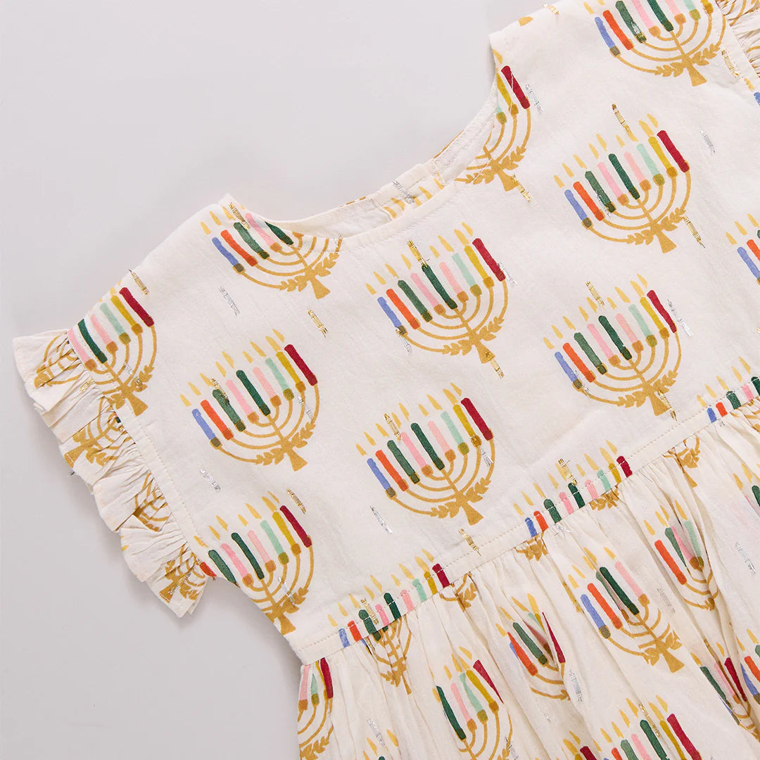 Colorful Menorahs Girls Adaline Dress