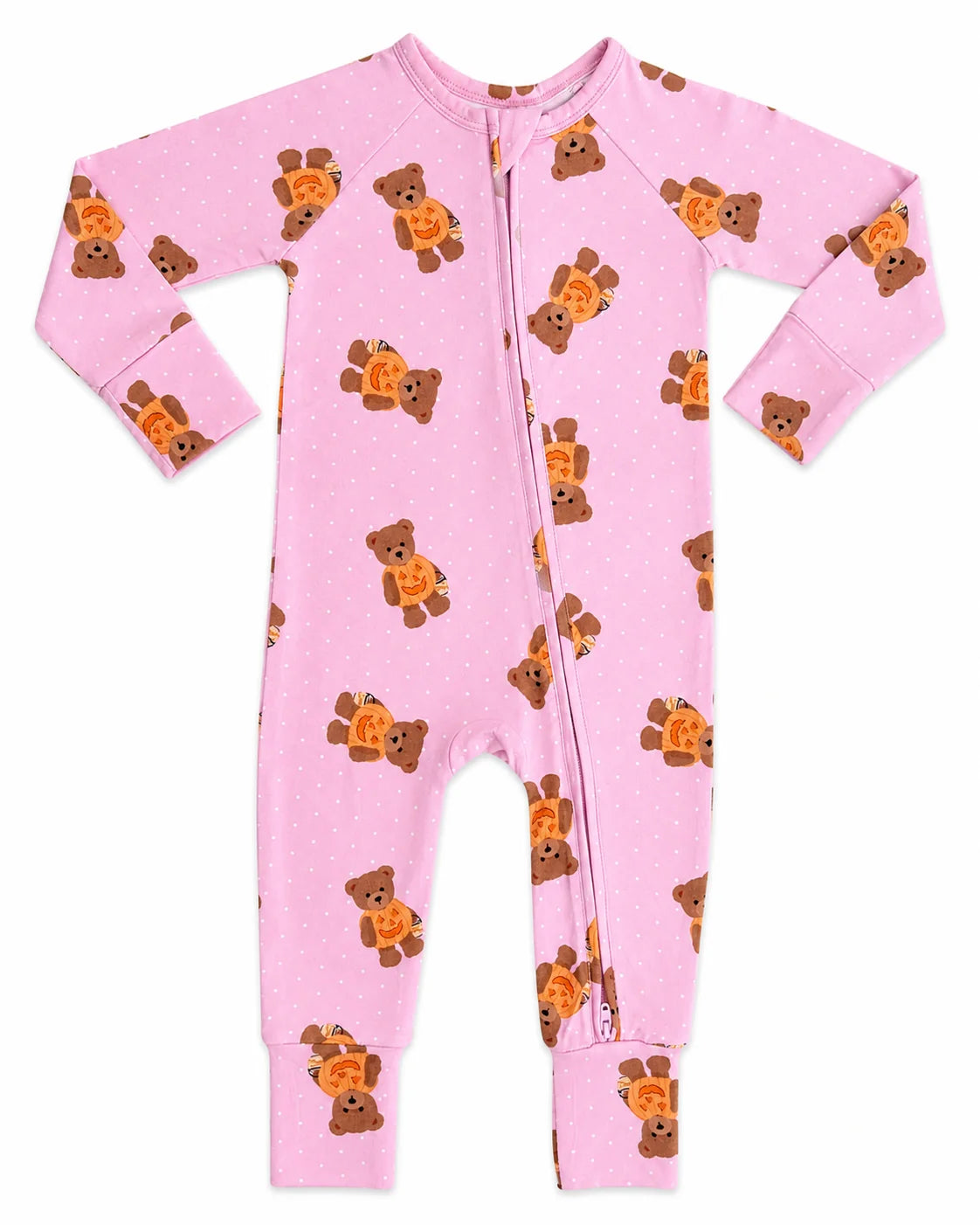 Polka Dot Little Boo Bear Zipper Romper