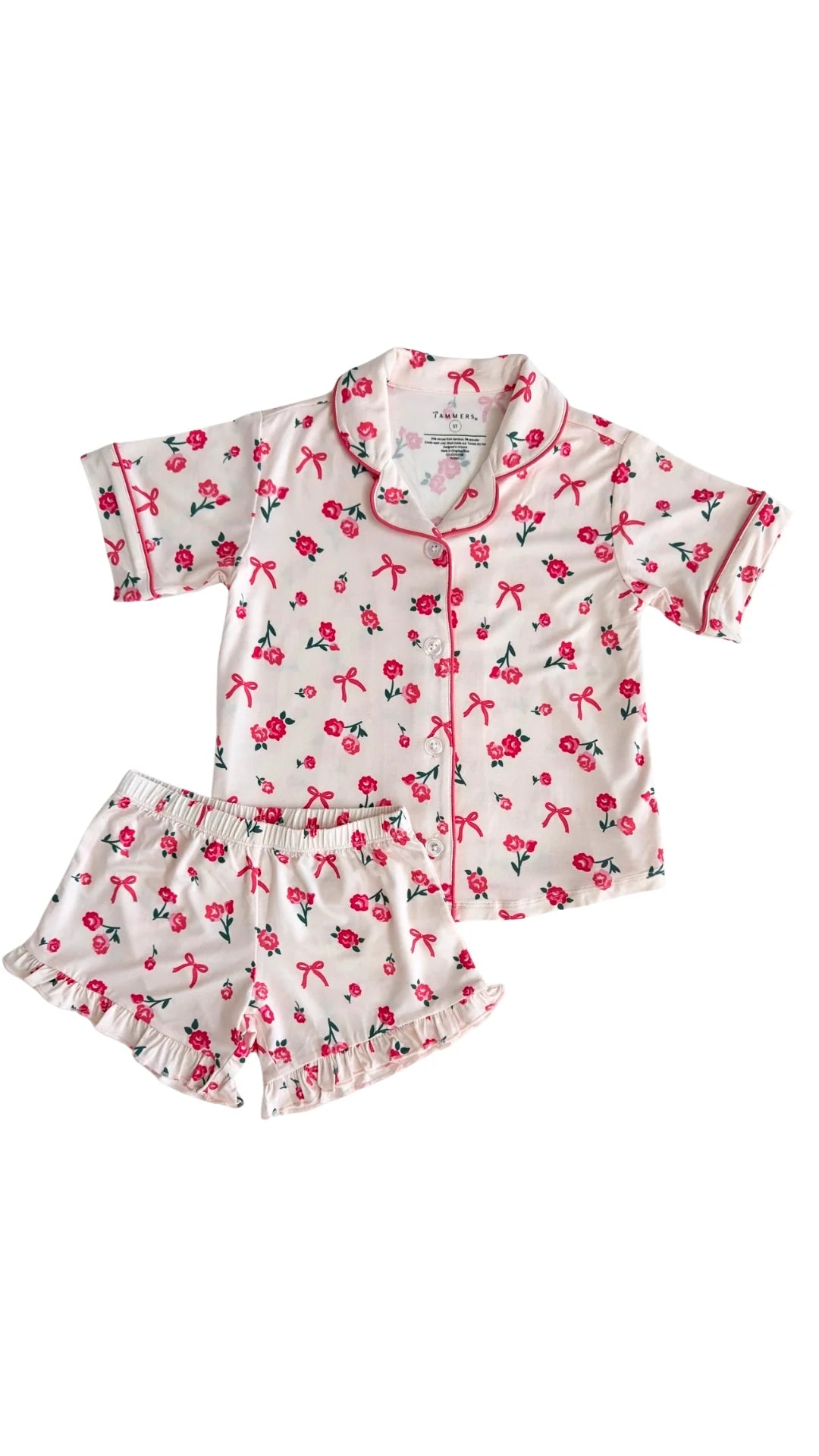 Pink Isabelle Kids Button Up Short Set