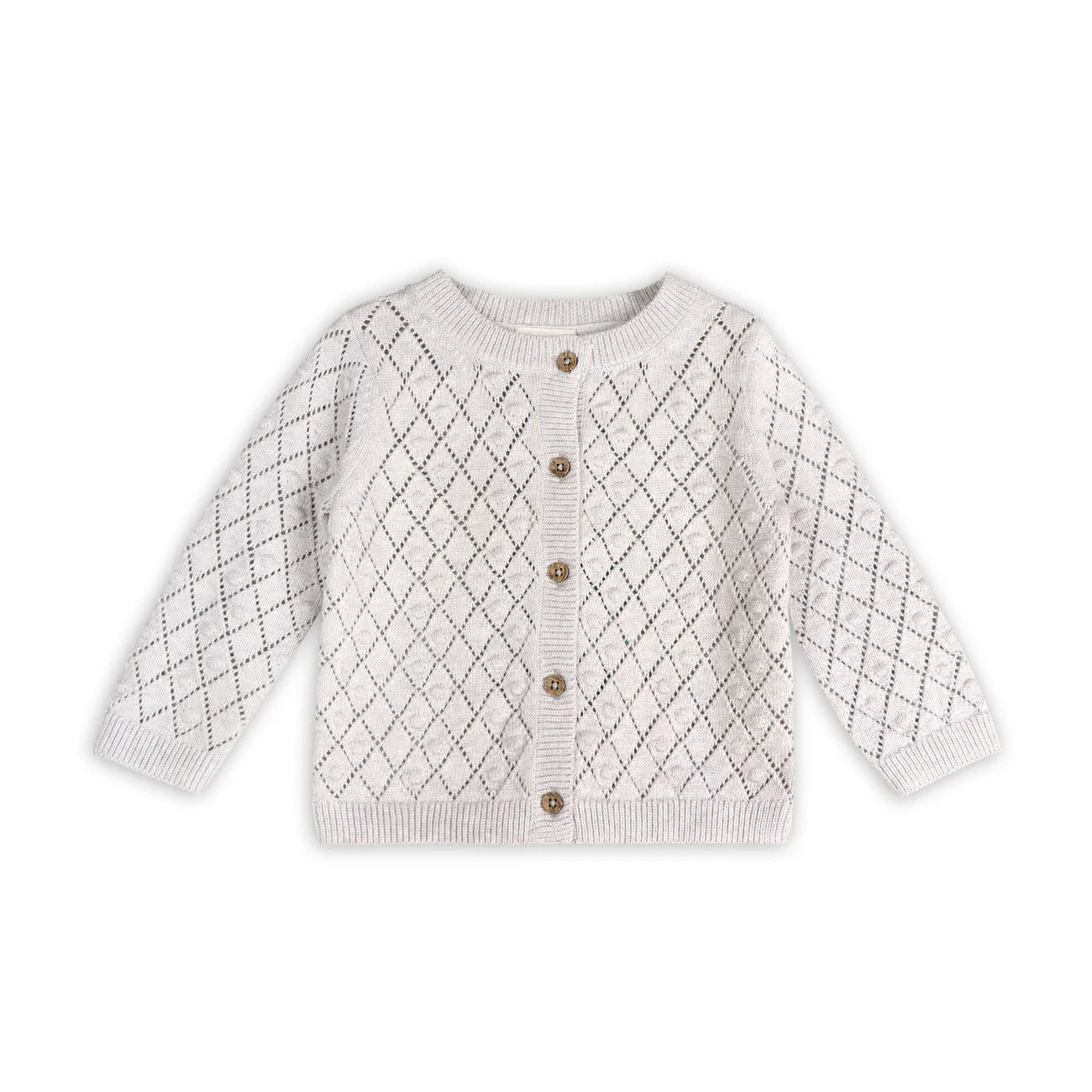 Dobby Pointelle Sweater Knit Baby Cardigan (Organic Cotton)