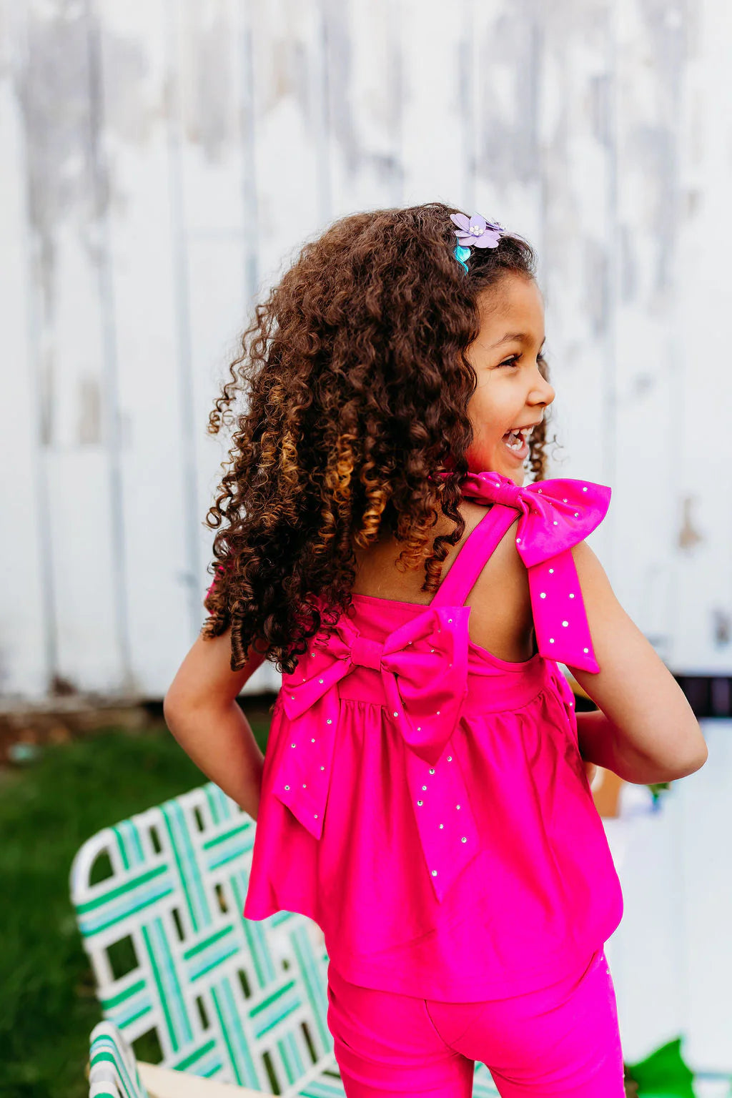 Magenta Bow Two-Piece Athletic Gem Set