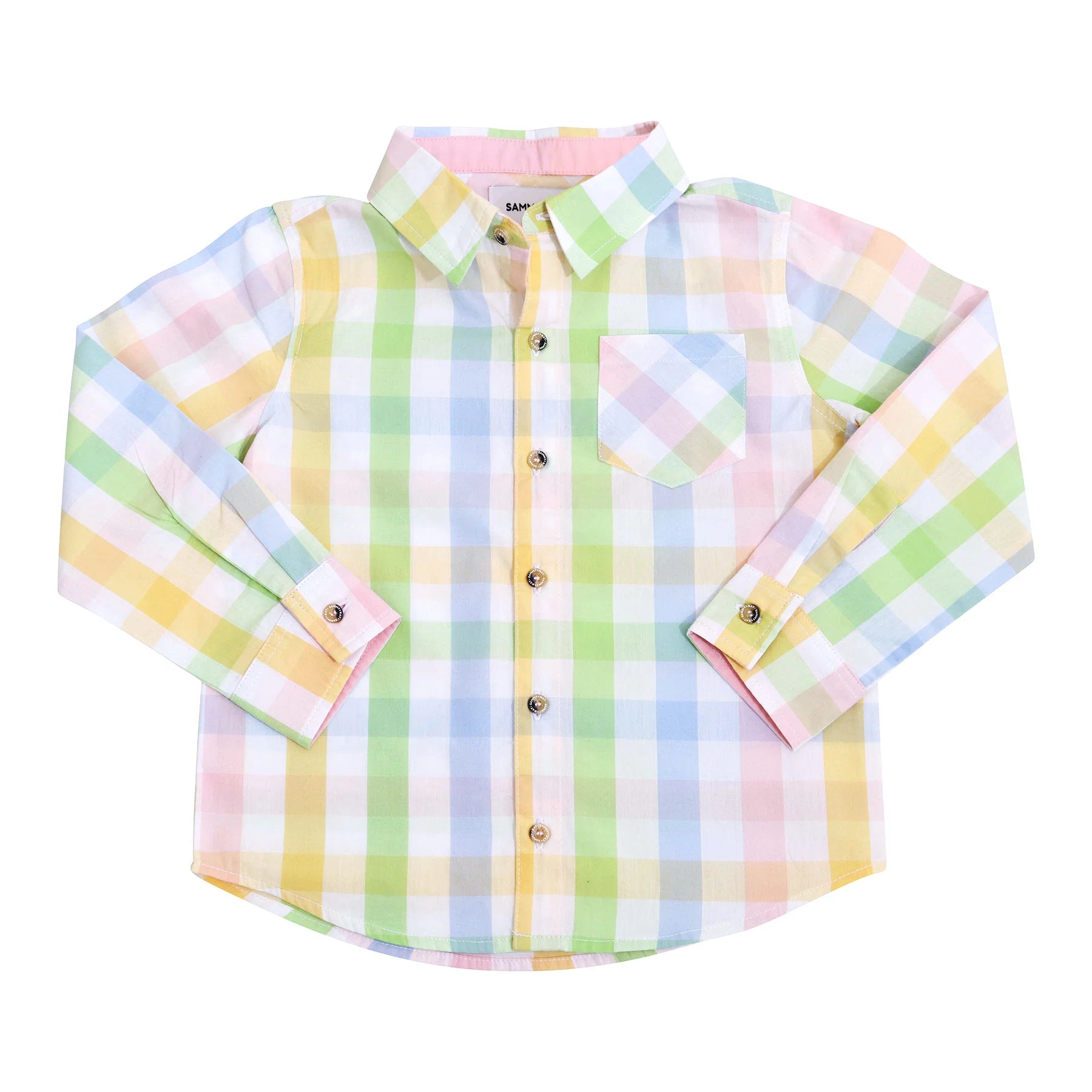 Perry Poplin Button Down in Rainbow Gingham