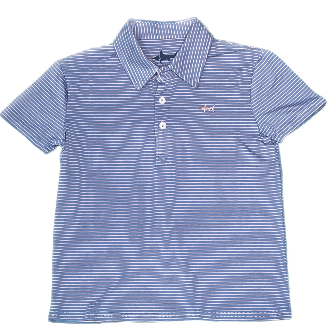 Banks Performance Polo in Blue/Pink Stripe