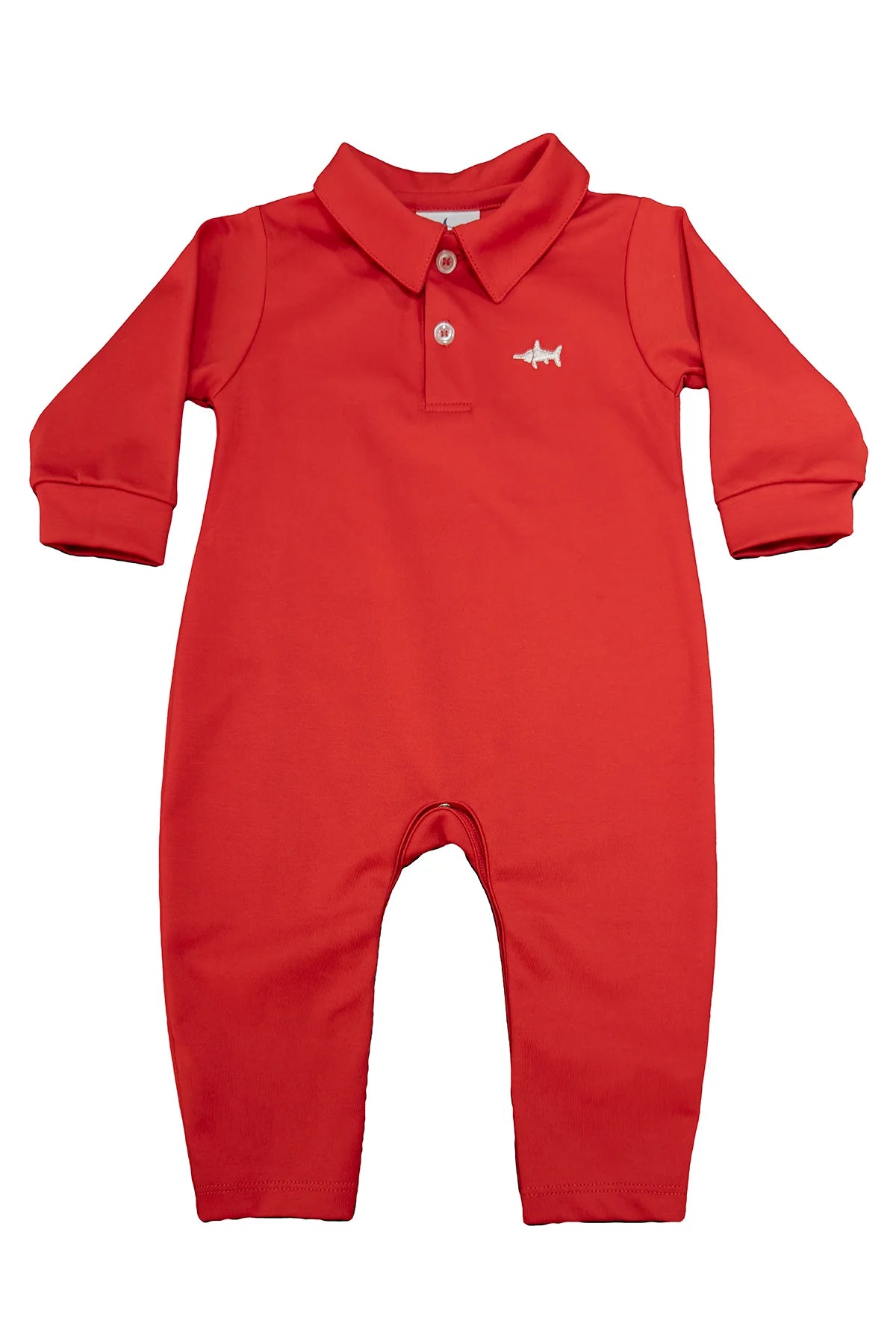 Baby Boy Signature Pima Polo Romper in Red