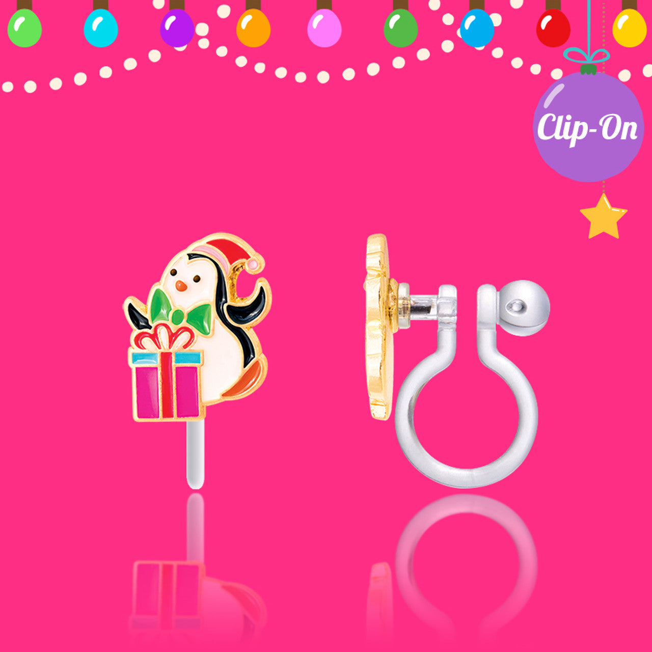 Penguin Surprise Clip On Earrings