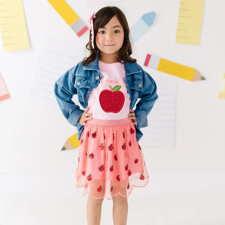 Apple Sequin Scalloped Tutu Skirt