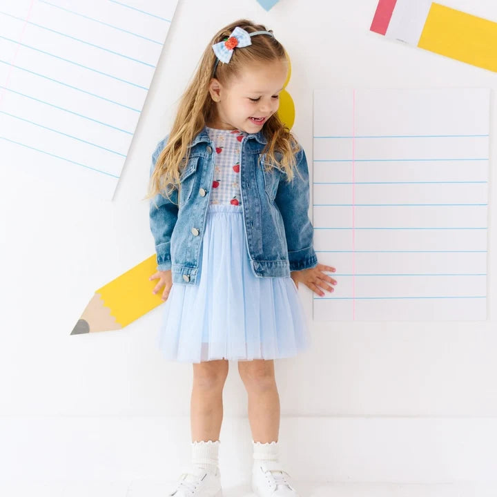 Apple Gingham Short Sleeve Tutu Dress