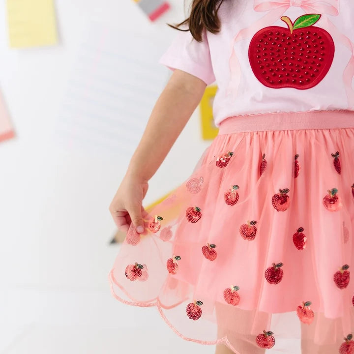 Apple Sequin Scalloped Tutu Skirt