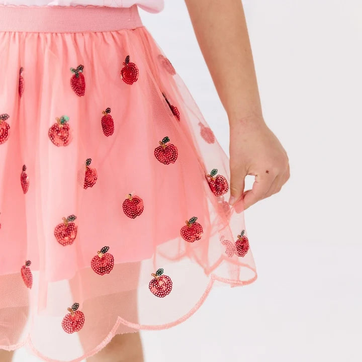 Apple Sequin Scalloped Tutu Skirt