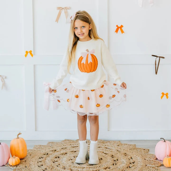 Pumpkin Sequin Scallop Tutu Skirt
