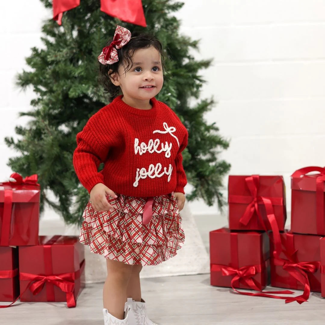 Christmas Plaid Bow Tiered Tutu