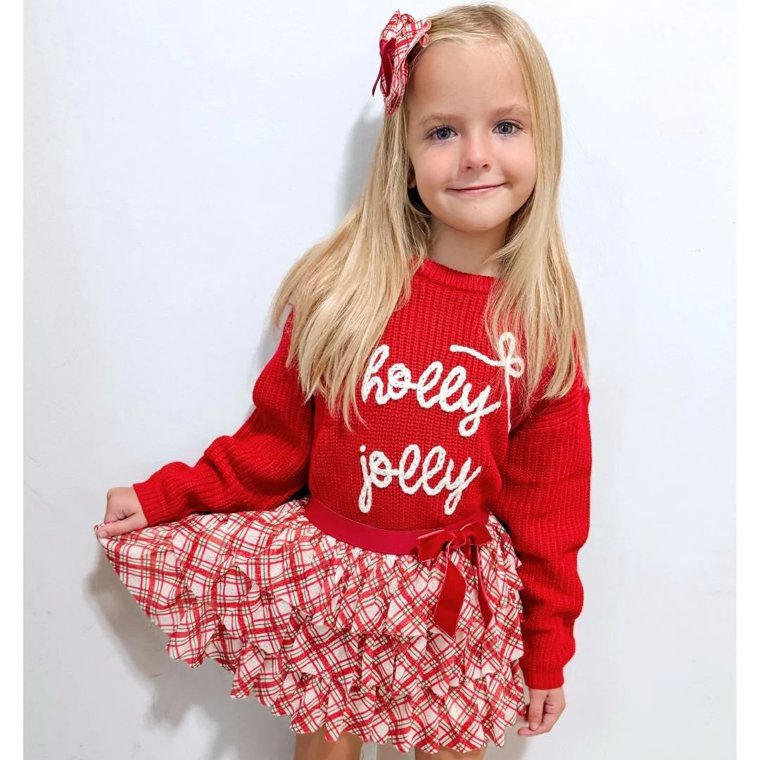 Christmas Plaid Bow Tiered Tutu
