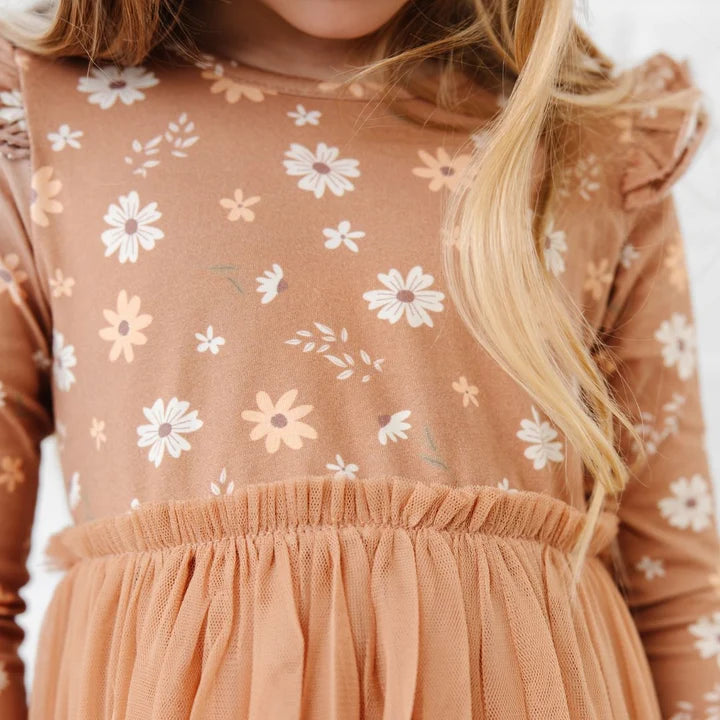 Ditsy Fall Floral Long Sleeve Tutu Dress