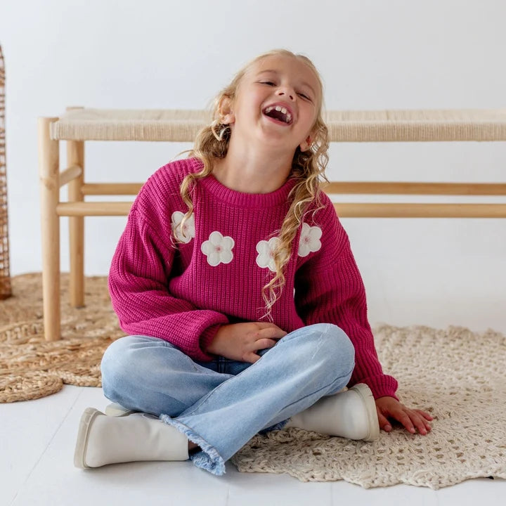Floral Applique Knit Sweater